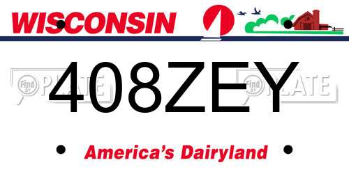 408ZEY Wisconsin License Plate