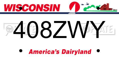 408ZWY Wisconsin License Plate