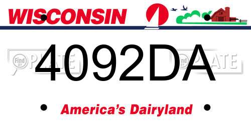 4092DA Wisconsin License Plate