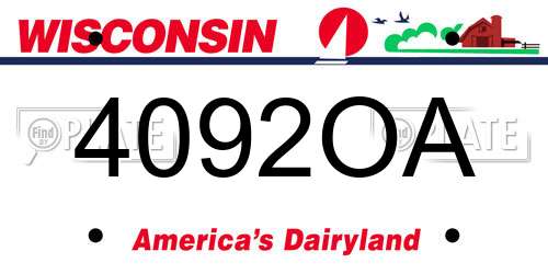 4092OA Wisconsin License Plate