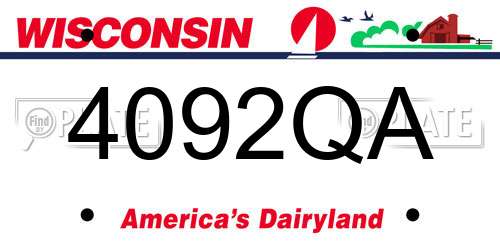 4092QA Wisconsin License Plate