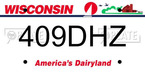 409DHZ Wisconsin License Plate