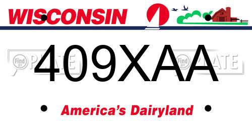 409XAA Wisconsin License Plate