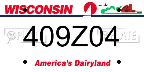 409Z04 Wisconsin License Plate