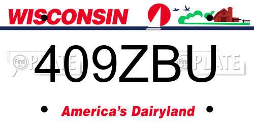 409ZBU Wisconsin License Plate