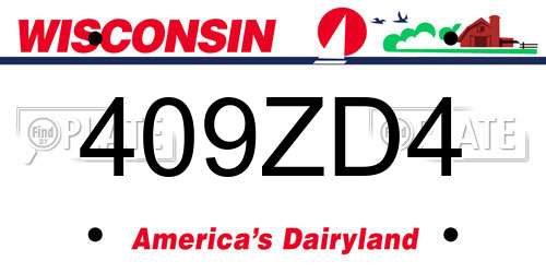 409ZD4 Wisconsin License Plate
