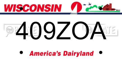 409ZOA Wisconsin License Plate