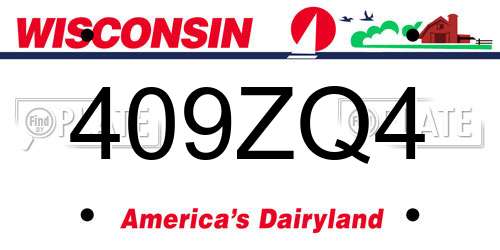 409ZQ4 Wisconsin License Plate