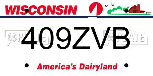 409ZVB Wisconsin License Plate