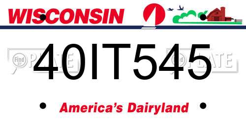 40IT545 Wisconsin License Plate