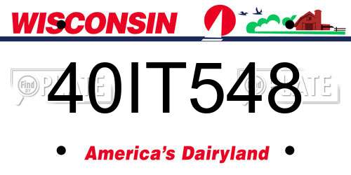 40IT548 Wisconsin License Plate