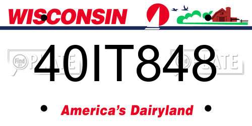 40IT848 Wisconsin License Plate