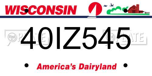40IZ545 Wisconsin License Plate