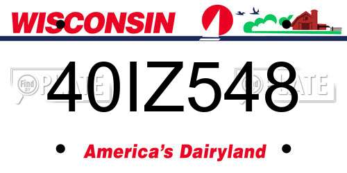 40IZ548 Wisconsin License Plate