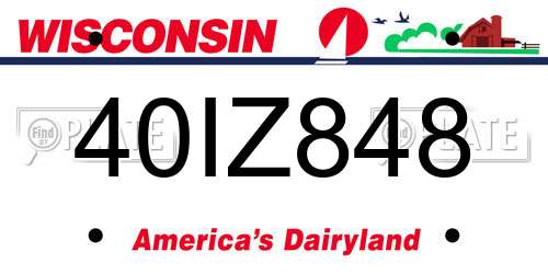 40IZ848 Wisconsin License Plate