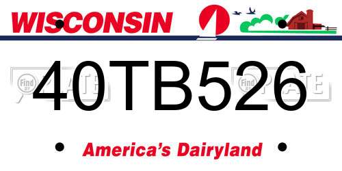 40TB526 Wisconsin License Plate