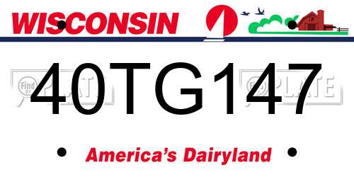 40TG147 Wisconsin License Plate
