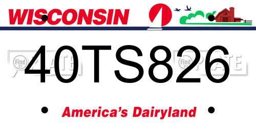 40TS826 Wisconsin License Plate