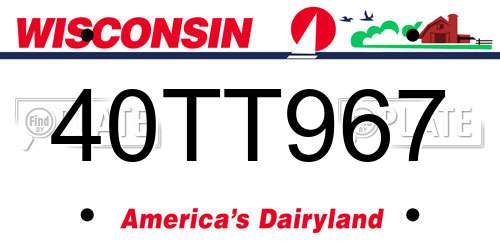 40TT967 Wisconsin License Plate