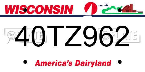 40TZ962 Wisconsin License Plate