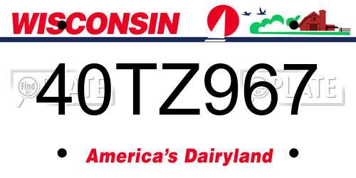 40TZ967 Wisconsin License Plate