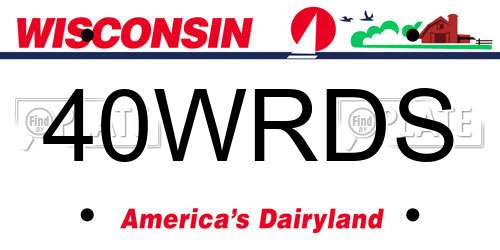 40WRDS Wisconsin License Plate