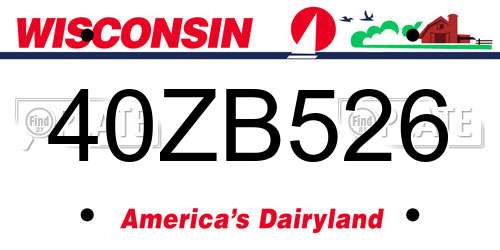 40ZB526 Wisconsin License Plate
