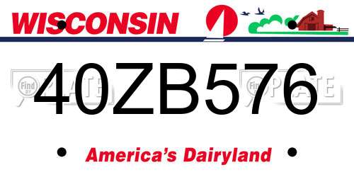 40ZB576 Wisconsin License Plate