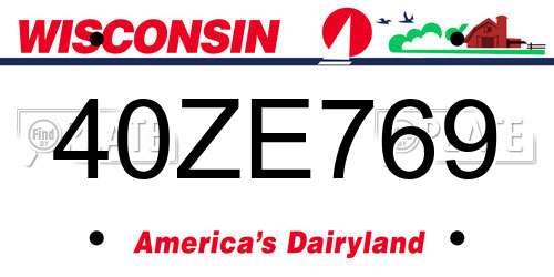 40ZE769 Wisconsin License Plate