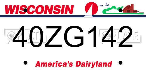 40ZG142 Wisconsin License Plate