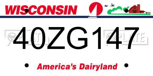 40ZG147 Wisconsin License Plate