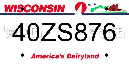 40ZS876 Wisconsin License Plate