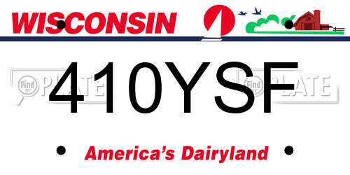 410YSF Wisconsin License Plate