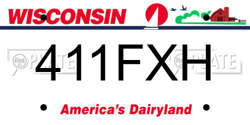 411FXH Wisconsin License Plate