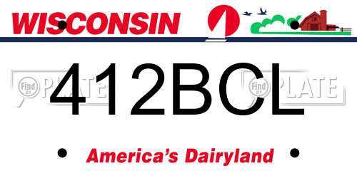 412BCL Wisconsin License Plate
