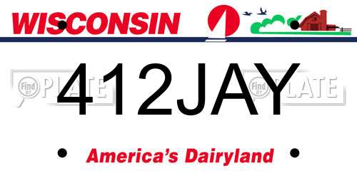 412JAY Wisconsin License Plate