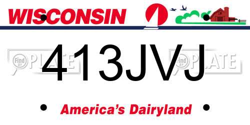 413JVJ Wisconsin License Plate