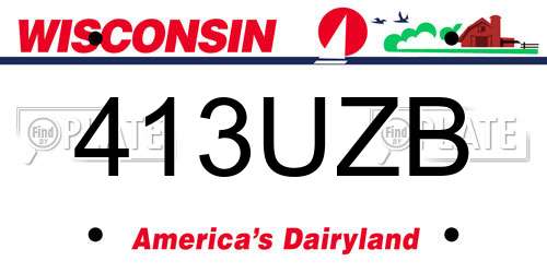 413UZB Wisconsin License Plate