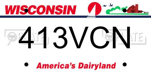 413VCN Wisconsin License Plate