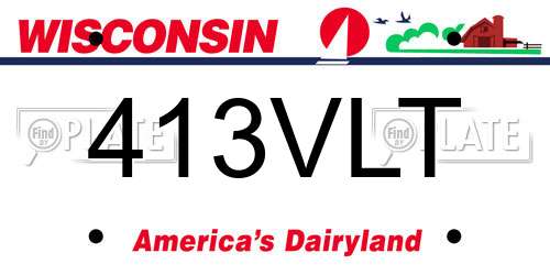 413VLT Wisconsin License Plate