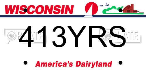413YRS Wisconsin License Plate