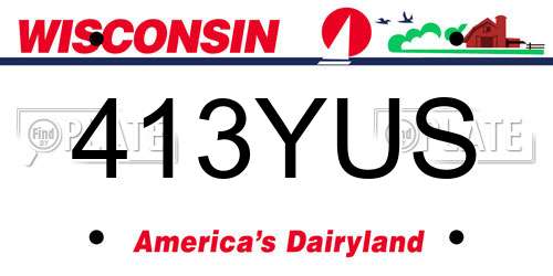 413YUS Wisconsin License Plate