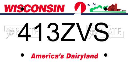 413ZVS Wisconsin License Plate