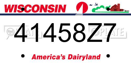 41458Z7 Wisconsin License Plate