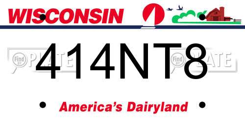 414NT8 Wisconsin License Plate