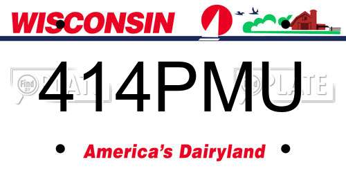 414PMU Wisconsin License Plate