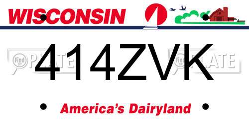 414ZVK Wisconsin License Plate