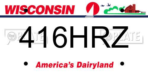 416HRZ Wisconsin License Plate