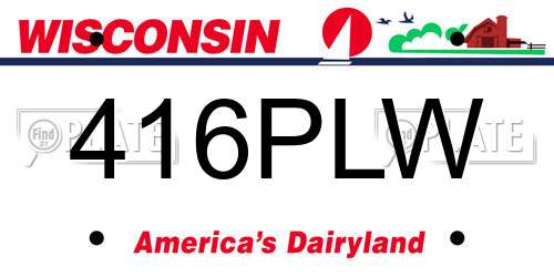 416PLW Wisconsin License Plate