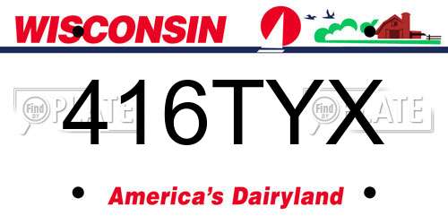 416TYX Wisconsin License Plate